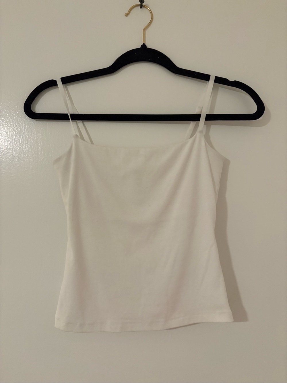White Spaghetti Strap Tank Top - Women's Basic Cami - Built-in Bra
